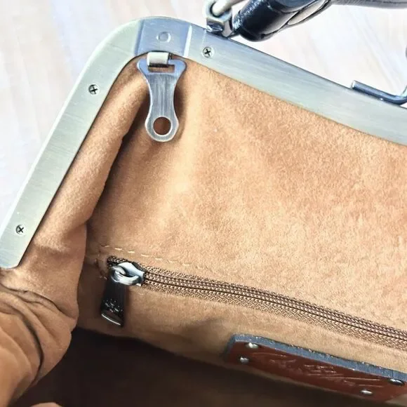 Patricia Nash Laureana Frame Kiss Lock Satchel Bag Purse Abstract Animal Print - Picture 8 of 8